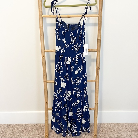 Reformation NWT Navy White Floral Kealy Dress Size 10 - Picture 3 of 11